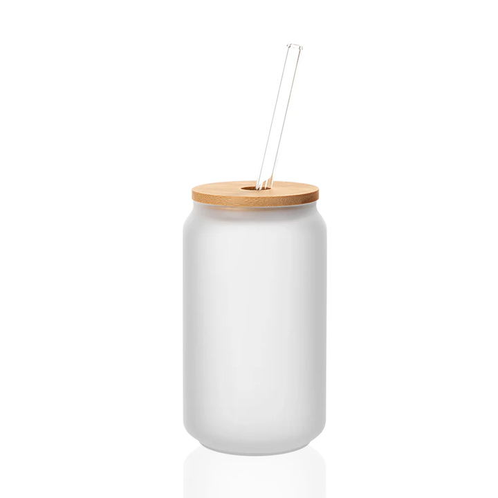 Pearl Coating™ 13oz Sublimation Glass Can with Bamboo Lid Frosted - Pack of 12 - Joto Imaging Supplies Canada