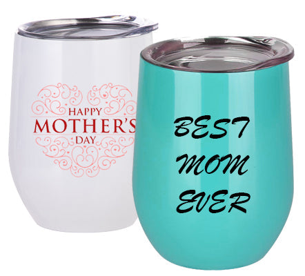 Pearl Coating™ 12oz Sublimation Stainless Steel Stemless Wine Cup with Lid White - Pack of 5 - Joto Imaging Supplies Canada